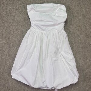 Amanda Uprichard Saffron Bubble Hem Dress White Strapless Corset Back S